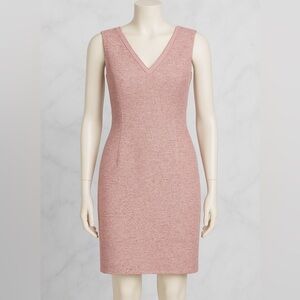 St. John Pink Multi-Color Sparkly Tweed V-Neck Sleeveless Sheath Dress – Size 4
